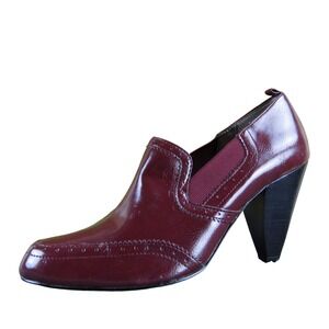 Ruby & Bloom Strand Women 8.5 Burgundy Faux Leather Slip-On Heels Dress Shoes
